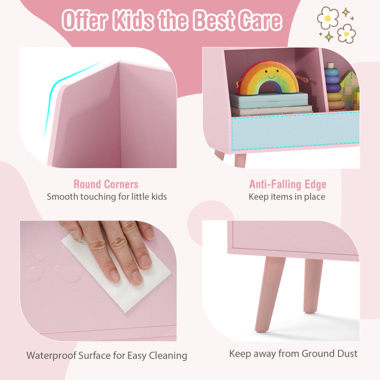 5-Cube Kids Bookshelf and Toy Organizer with Anti-Tipping Kits
