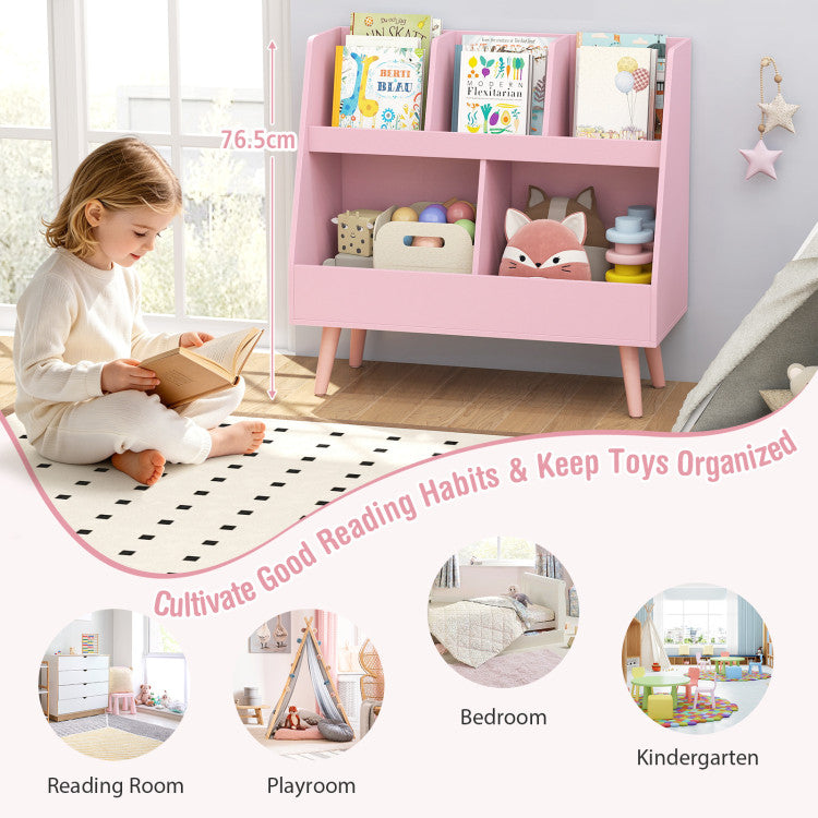 5-Cube Kids Bookshelf and Toy Organizer with Anti-Tipping Kits