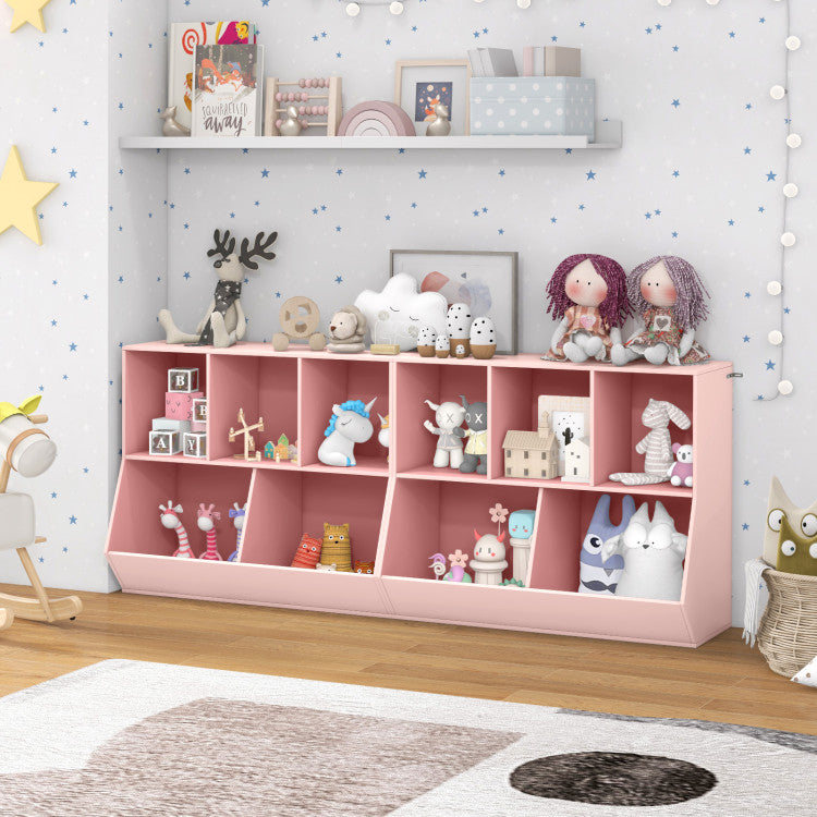 5-Cube Wooden Kids Toy Storage Organizer with Anti-Tipping Kits