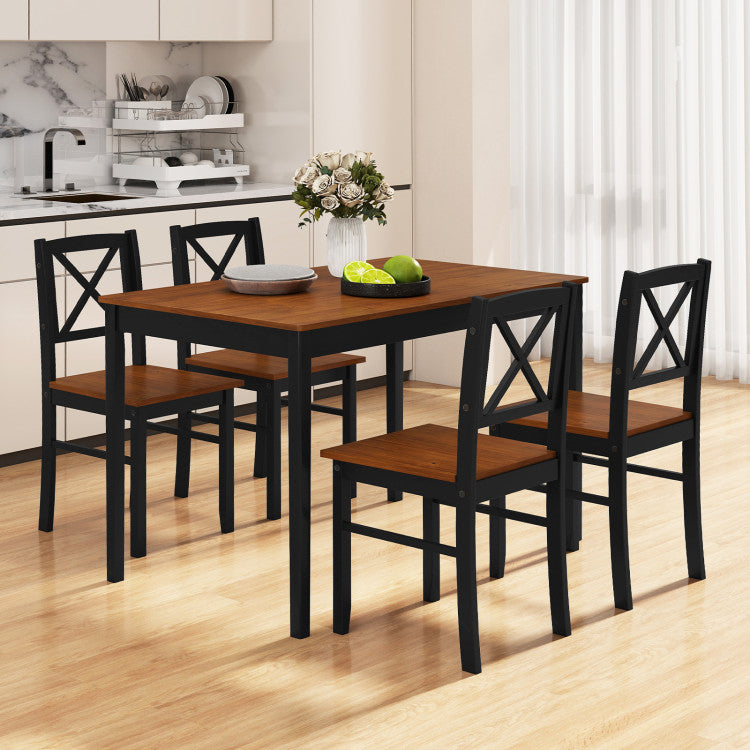 5 Piece Dining Table Set with Rectangular Kitchen Table and 4 Chairs for 4 People