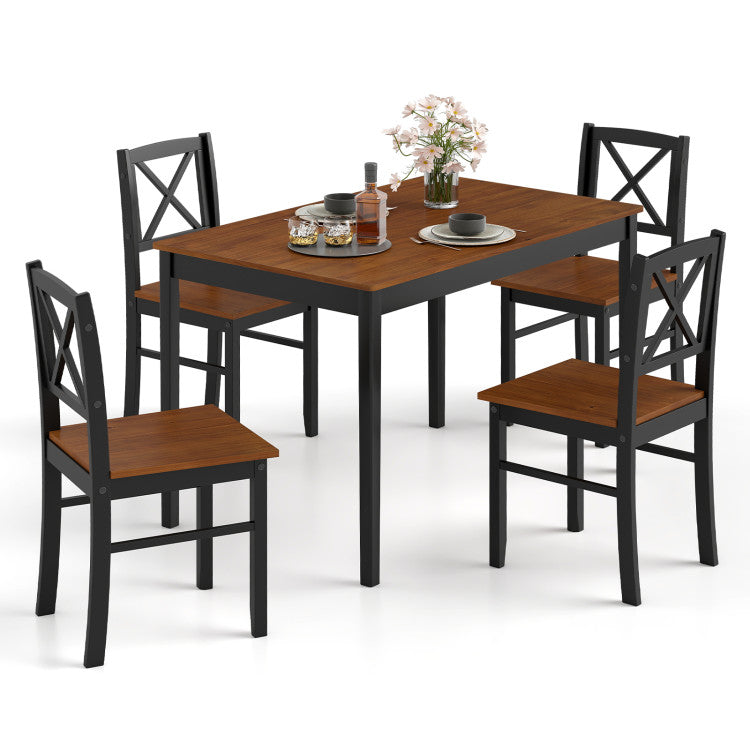 5 Piece Dining Table Set with Rectangular Kitchen Table and 4 Chairs for 4 People