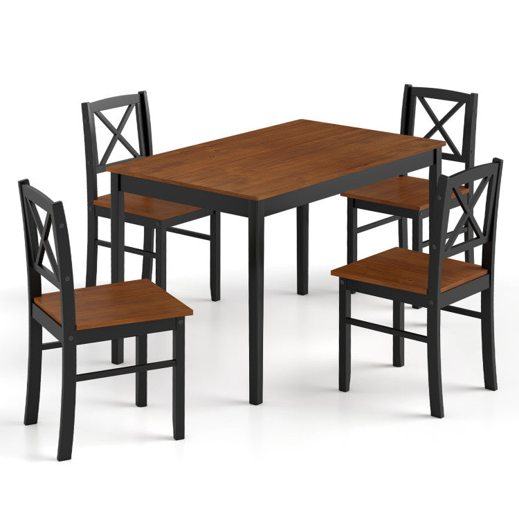 5 Piece Dining Table Set with Rectangular Kitchen Table and 4 Chairs for 4 People