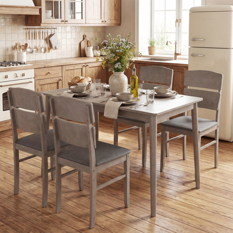 5-Piece Dining Table Set with High Curved Back for 4 People