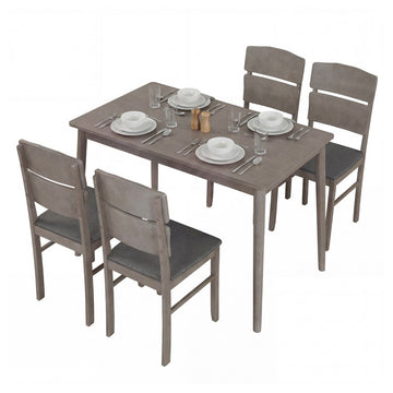 5-Piece Dining Table Set with High Curved Back for 4 People