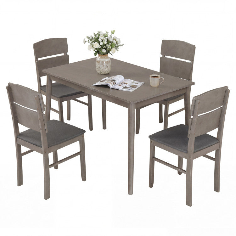 5-Piece Dining Table Set with High Curved Back for 4 People