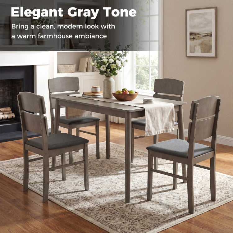 5-Piece Dining Table Set with High Curved Back for 4 People
