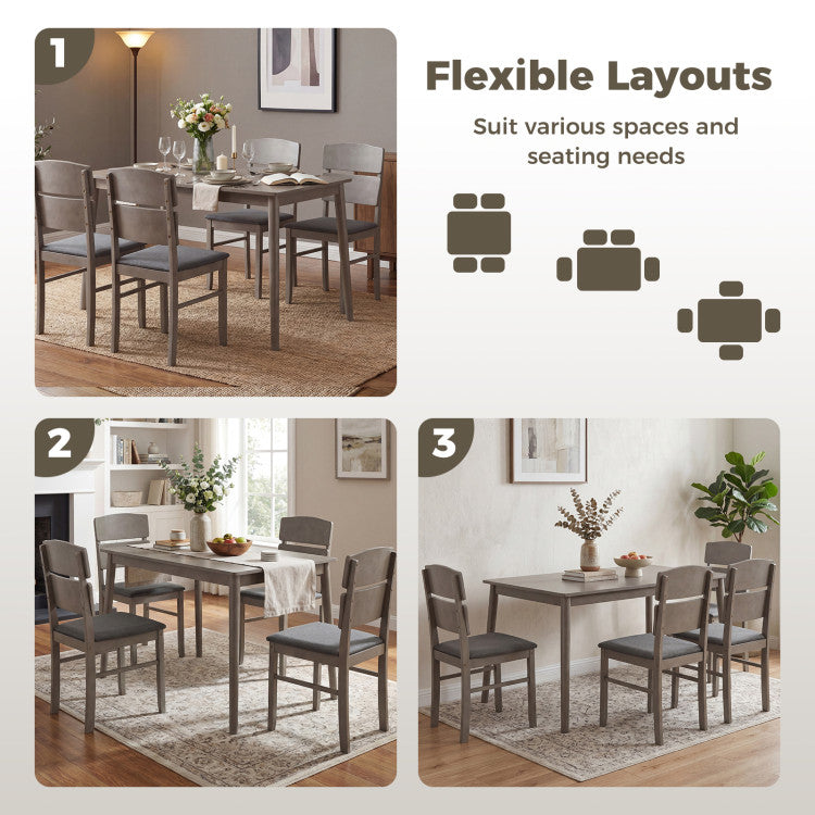 5-Piece Dining Table Set with High Curved Back for 4 People
