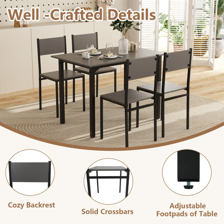 5 Piece Dining Table Set Industrial Style Kitchen Table and Chairs for 4