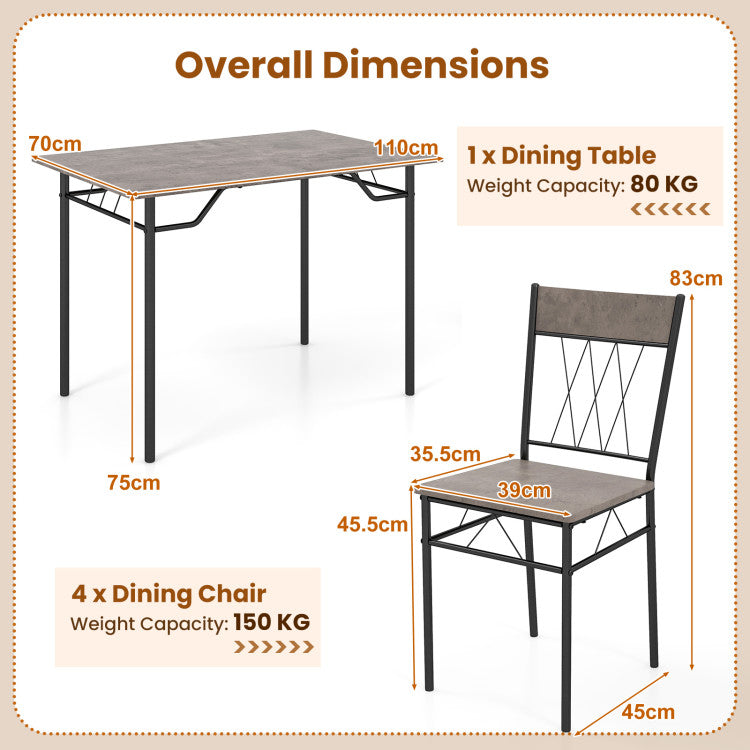 5-Piece Dining Table Set for 4 with Kitchen Table and 4 Dining Chairs