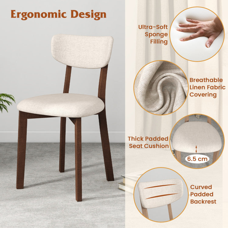 5-Piece Dining Table Set for 4 with Rubber Wood Frame and Padded Set