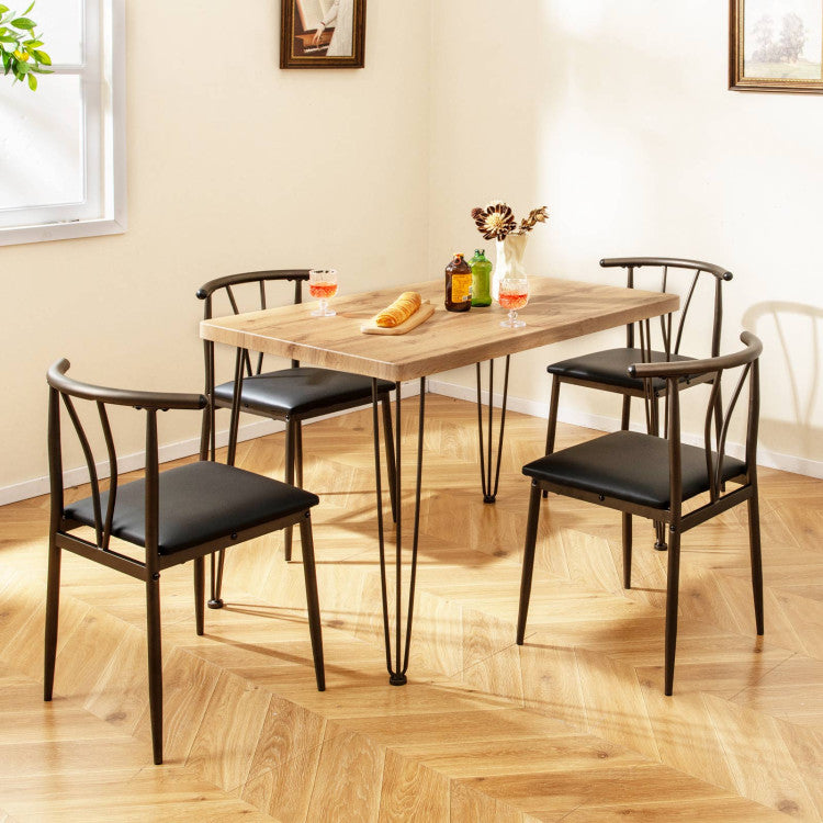 5-Piece Space-saving Dining Table Set Industrial Rectangular Kitchen Table and 4 Armless Chairs