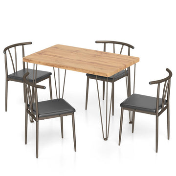 5-Piece Space-saving Dining Table Set Industrial Rectangular Kitchen Table and 4 Armless Chairs