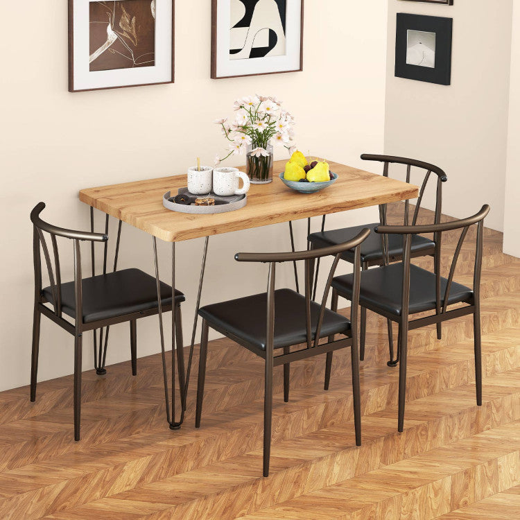 5-Piece Space-saving Dining Table Set Industrial Rectangular Kitchen Table and 4 Armless Chairs