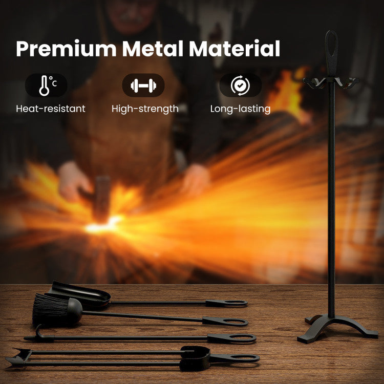 5 Pieces Fireplace Tool Set Fireplace Accessories with Poker
