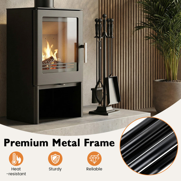 5-Pieces Fireplace Tool Set Indoor Outdoor Fire Place Set Tools with Aluminum Handles