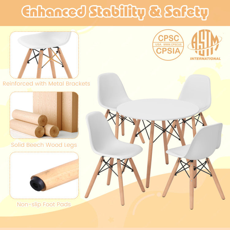 5 Pieces Kid's Colorful Set with 4 Armless Chairs