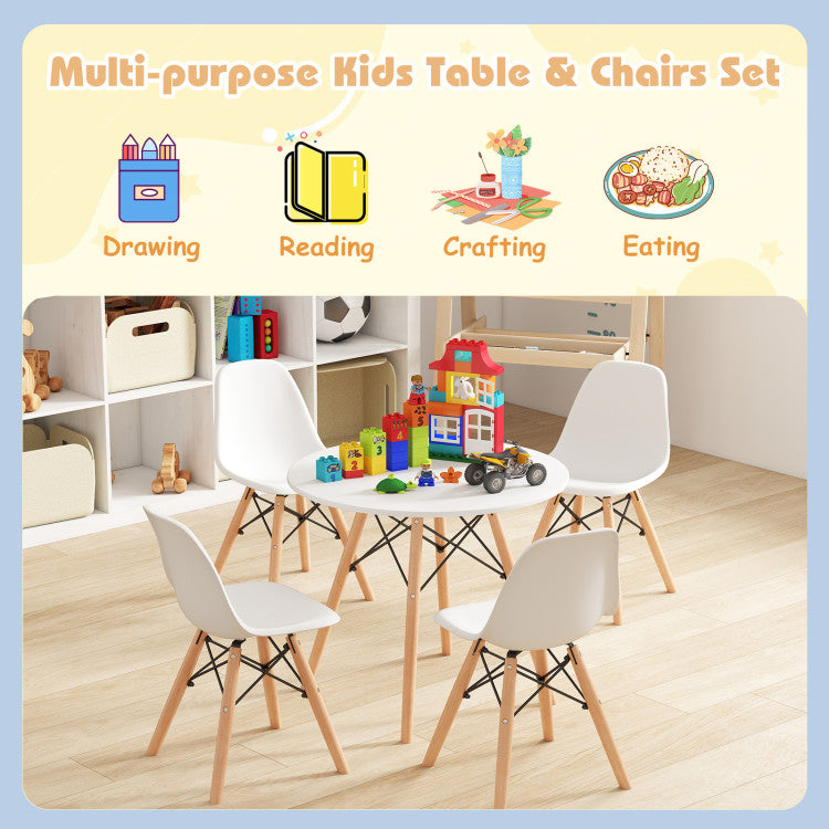 5 Pieces Kid's Colorful Set with 4 Armless Chairs