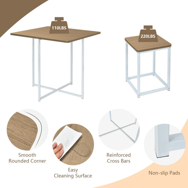 5 Pieces Metal Frame Dining Set with Compact Dining Table and 4 Stools