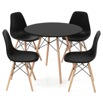 5 Pieces Dining Table Set With Solid Wood Leg