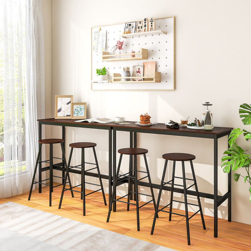 3 Pieces Bar Table Set with Dining Table and 2 round Stools