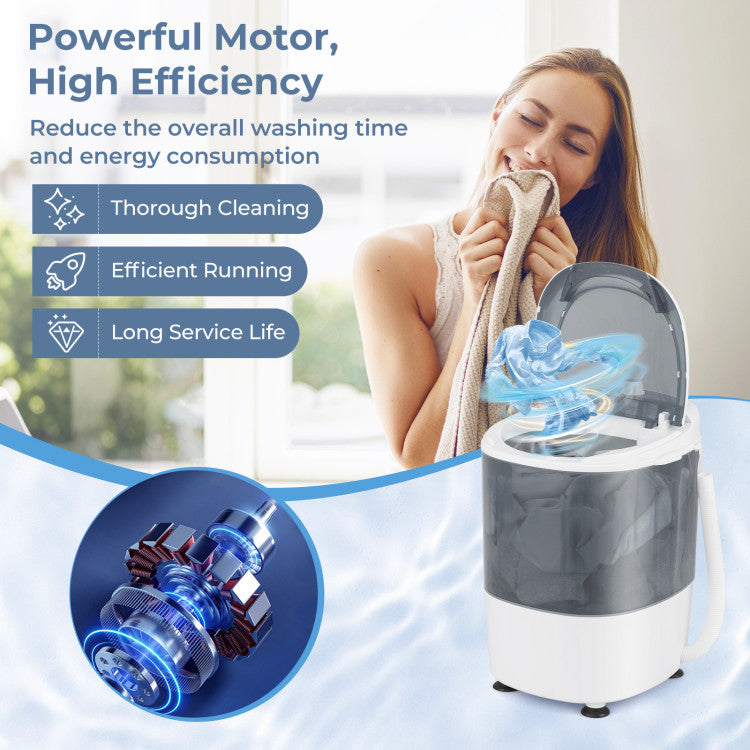 Portable Mini Washing Machine Semi-Automatic Washer and Spinner Combo with Single Tub