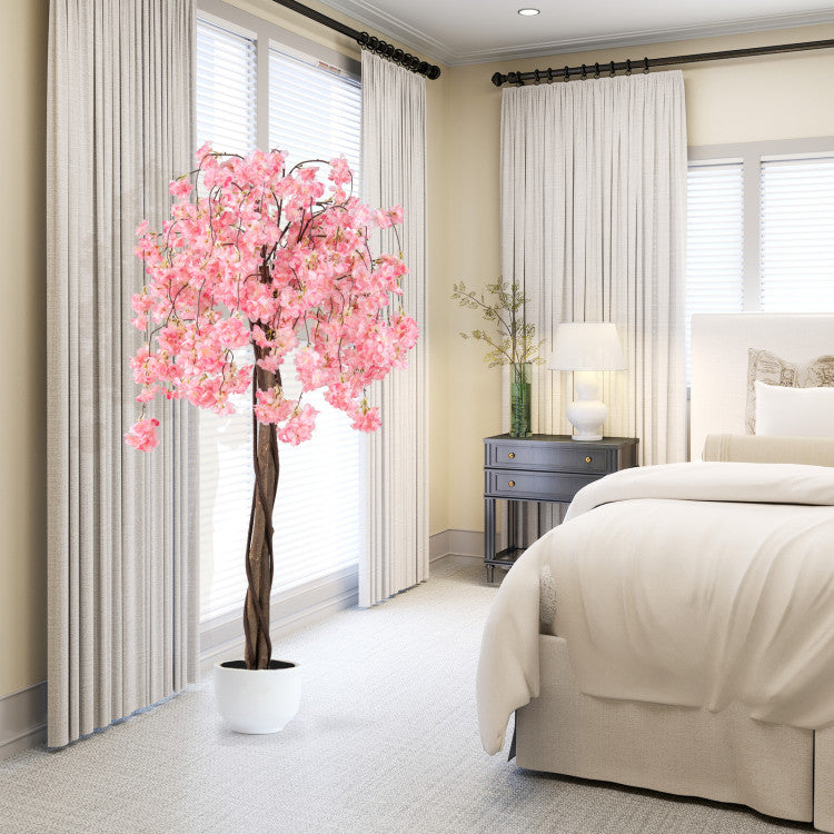 5.5 FT Tall Artificial Cherry Blossom Tree with Pink/White Flowers 2 Pack