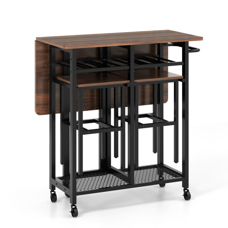 3 Pieces Dining Table Set with 6-Bottle Wine Rack