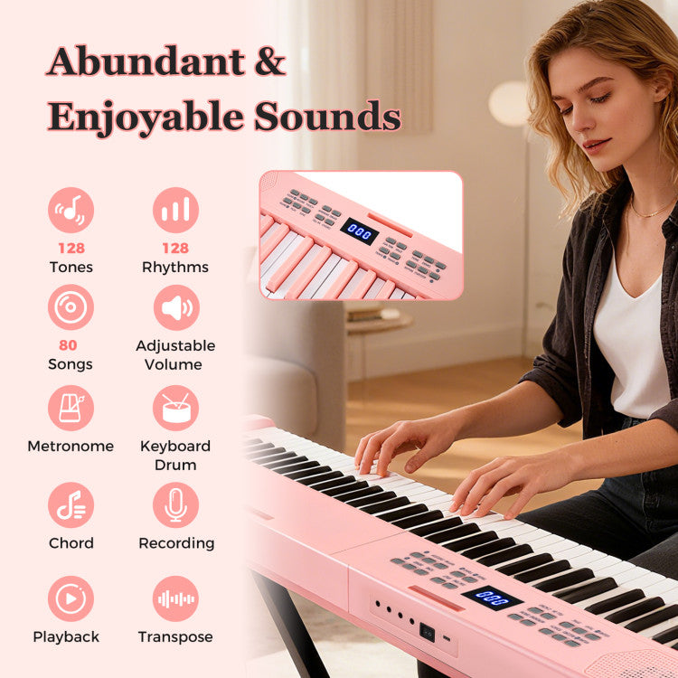 61-Key Foldable Piano Keyboard Full-size Electronic Keyboard with MIDI and Split Function