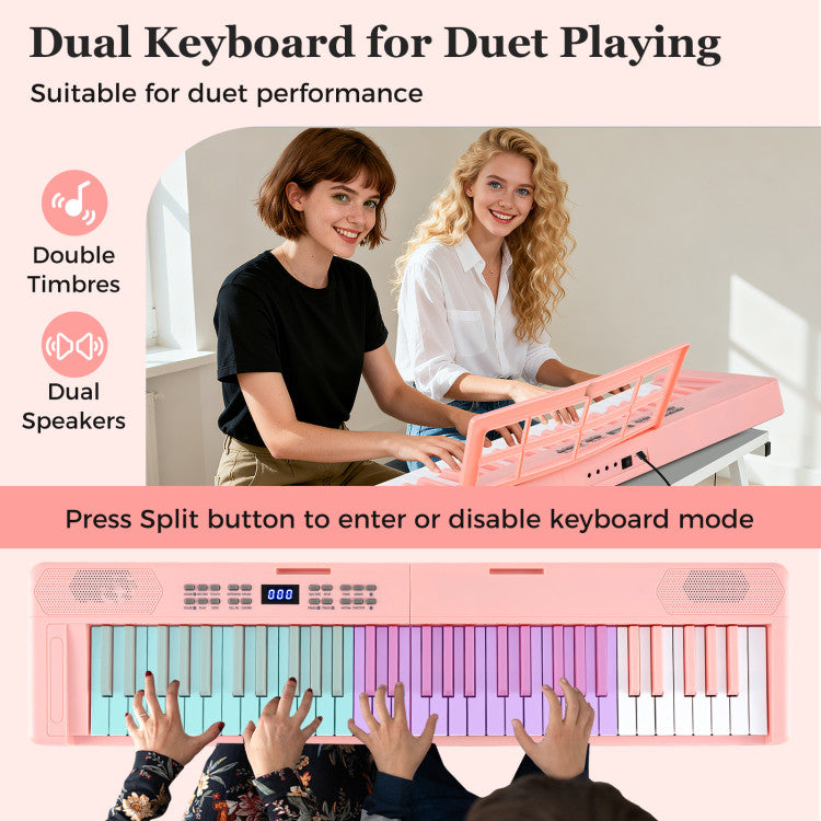 61-Key Foldable Piano Keyboard Full-size Electronic Keyboard with MIDI and Split Function