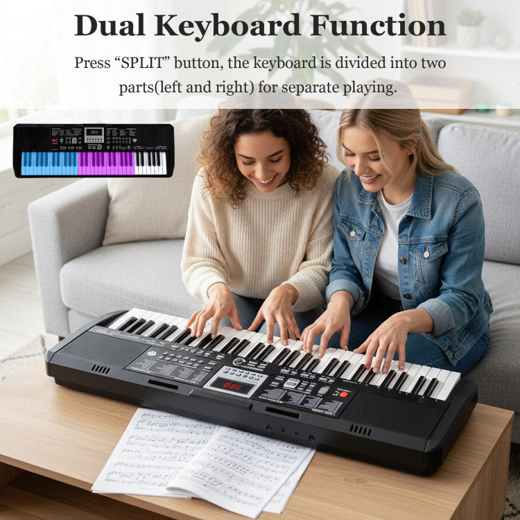 61 Keys Beginners Piano Keyboard Electric Keyboard Kit with Adjustable Stand and Stool
