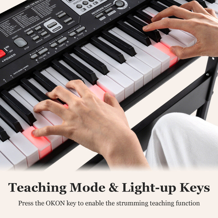 61 Keys Beginners Piano Keyboard Electric Keyboard Kit with Adjustable Stand and Stool