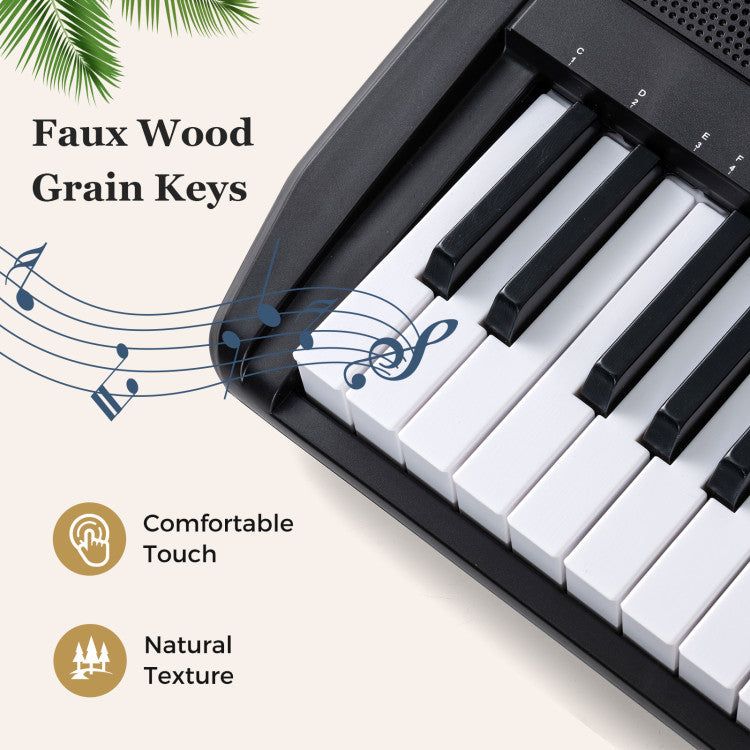 61 Keys Beginners Piano Keyboard Electric Keyboard Kit with Adjustable Stand and Stool