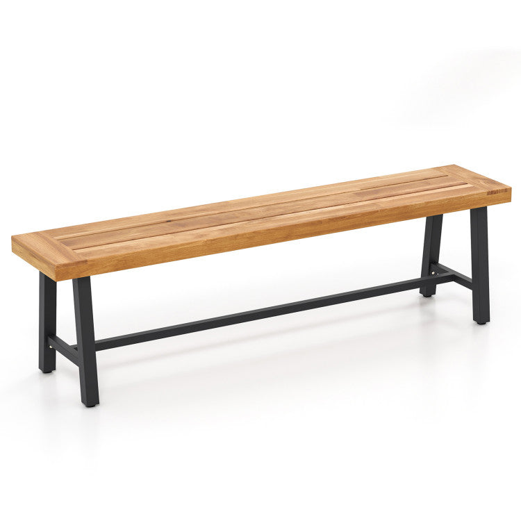 63 Inch 3-Person Acacia Patio Wood Outdoor Backless Bench
