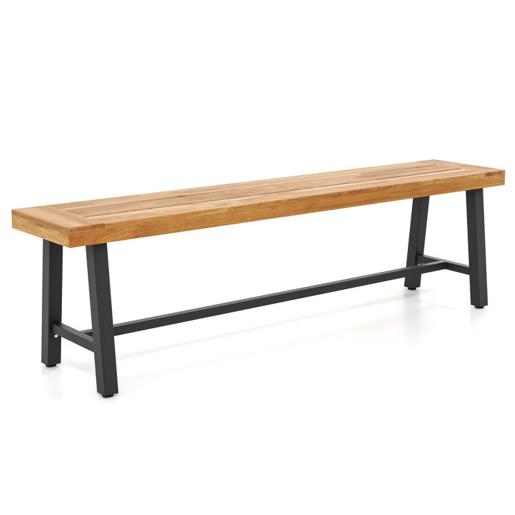 63 Inch 3-Person Acacia Patio Wood Outdoor Backless Bench