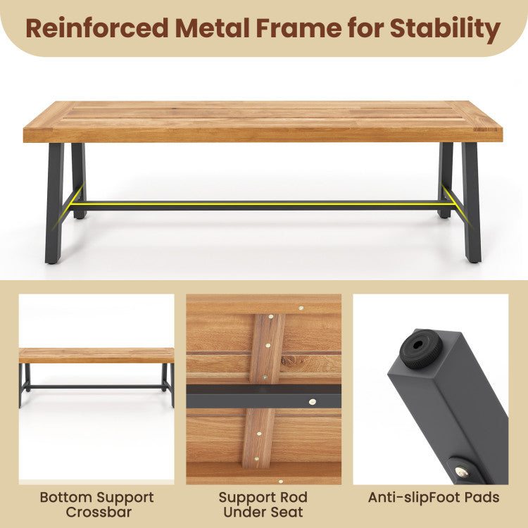 63 Inch 3-Person Acacia Patio Wood Outdoor Backless Bench