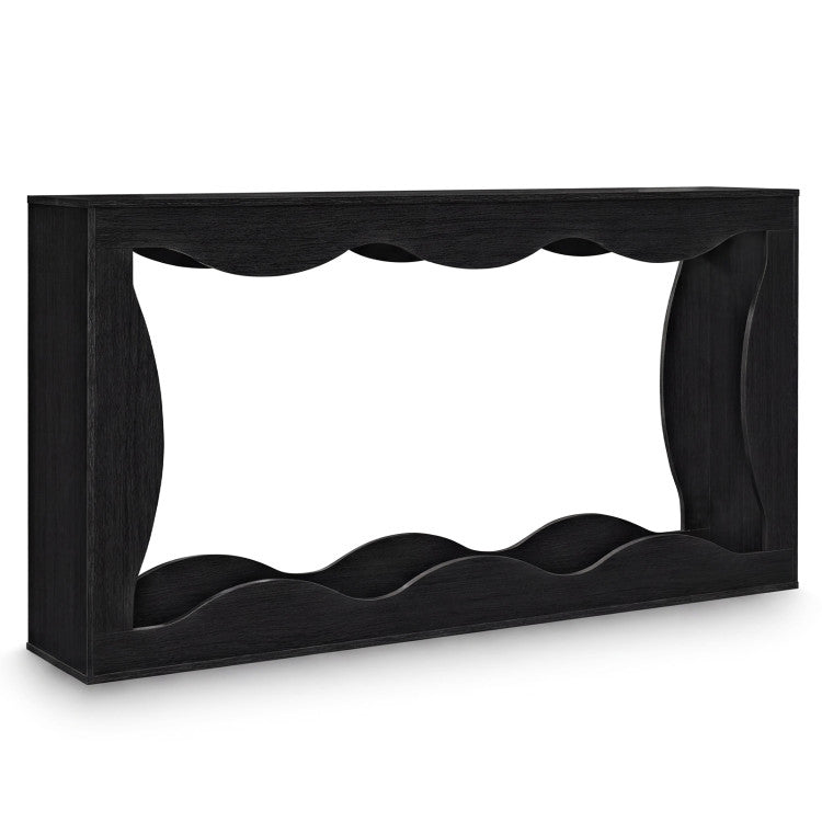 63 Inch Console Table 2-Tier Narrow Entryway Table with Wavy Edge Storage Shelf
