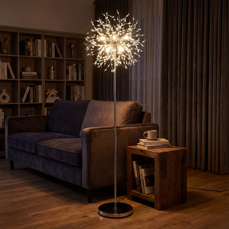 63-Inch Crystal Floor Lamp with Acrylic Crystals