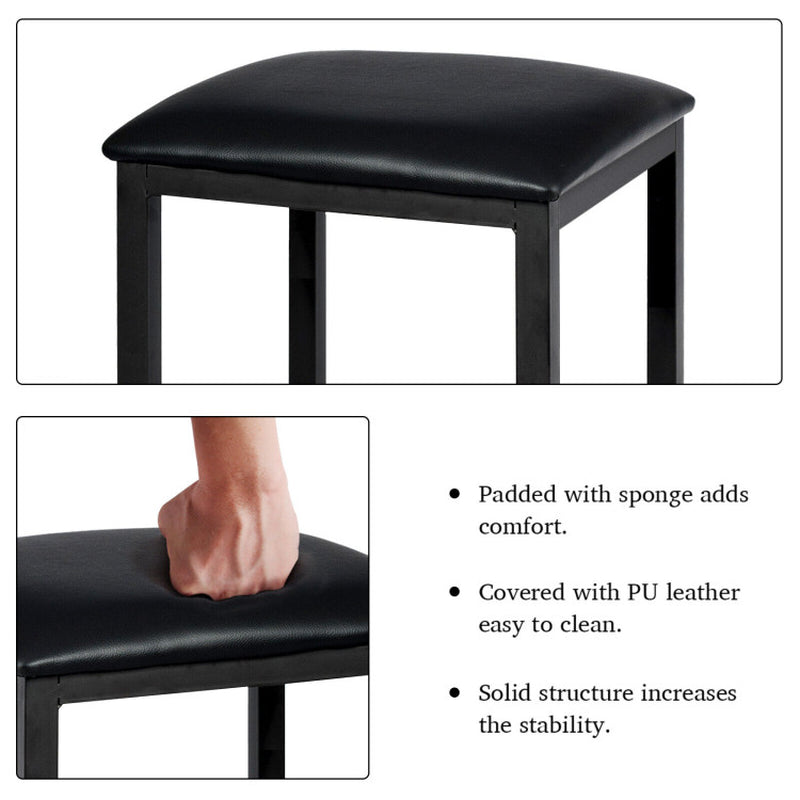 3-Piece Counter-Height Dining Table Set Rectangle Bar Table with 2 Upholstered Stools