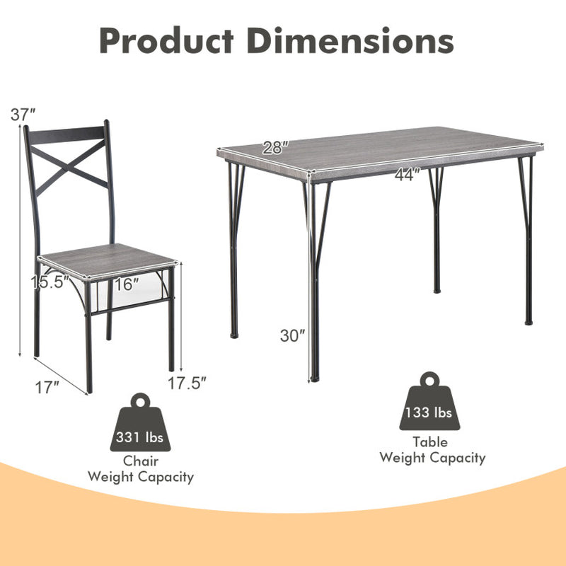 5 Pieces Dining Table Set with Metal Frame for Kitchen Dining Room