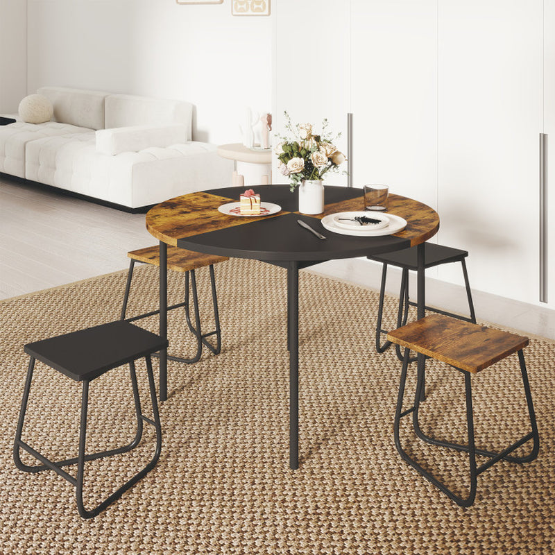 5-Piece Dining Set for 4 47 Inch round Kitchen Table and 4 Stools