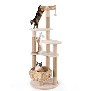 65 Inches Cat Tree with Perch and Soft Hammock for Indoor Cats
