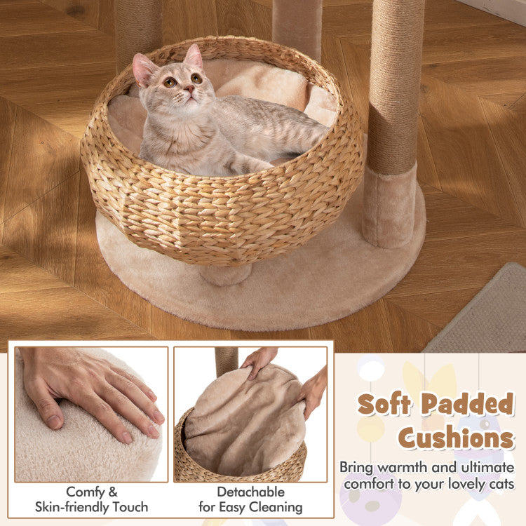65 Inches Cat Tree with Perch and Soft Hammock for Indoor Cats