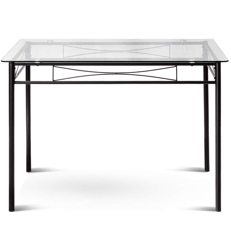 5 Pieces Dining Set with Tempered Glass Top Table and 4 Upholstered Chairs