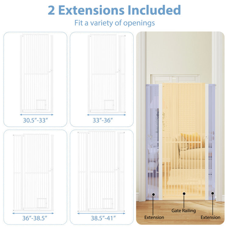 67.5" Extra Tall Pet Gate Heavy-Duty Metal Cat Gate with 30.5"-41" Wide Opening