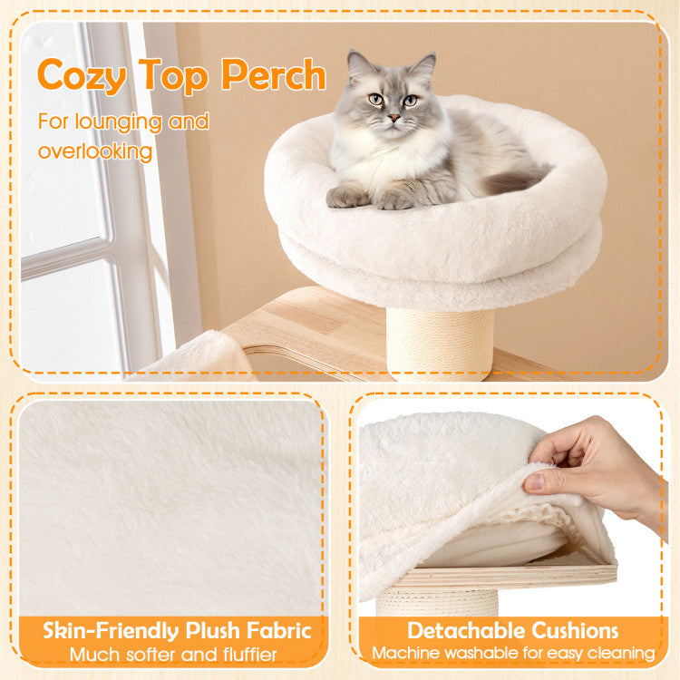 69 Inches Tall Cat Tree with Cozy Top Perch and Washable Plush Cushions