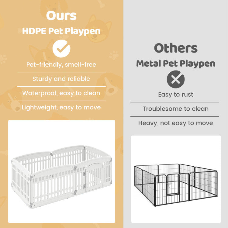 6-Panel Plastic Dog Playpen 24 Inch Indoor Outdoor Pet Fence with Locking Door