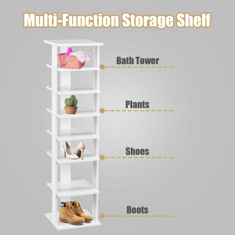 7-Tiers Vertical Wooden Space Saving Shoe Rack for Front Door