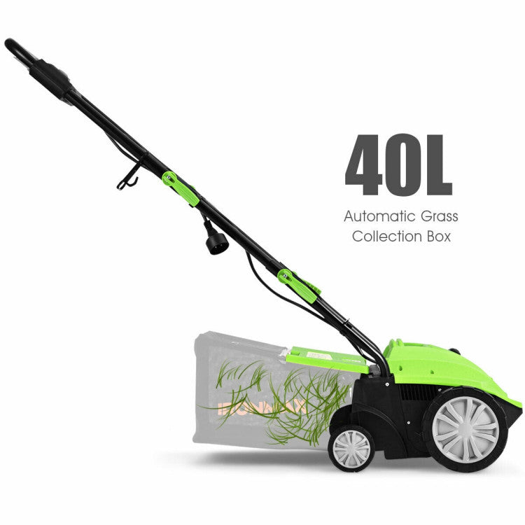 13 Inch 12 Amp Electric Scarifier with Collection Bag and Removable Blades