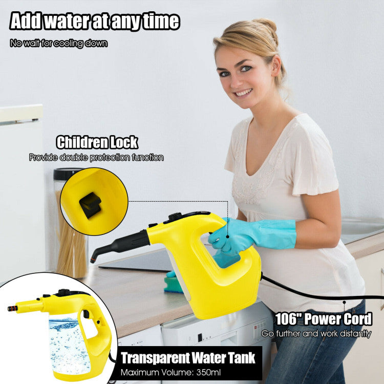 1400W Multipurpose Pressurized Steam Cleaner with 17 Pieces Accessories