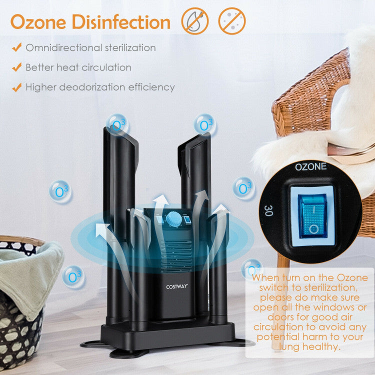 Electric Shoe Boot Dryer 4 Shoes with 180 Mins Timer Ozone Disinfection